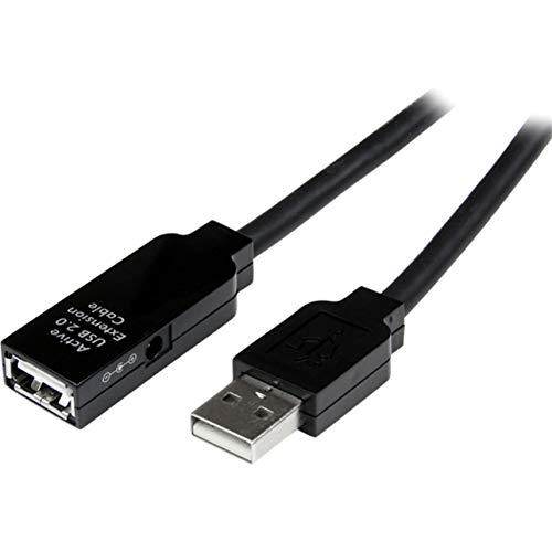 StarTech.com USB2AAEXT25M - Cable alargador USB 2.0 Hi Speed Activo Macho a Hembra, 25 m, Negro
