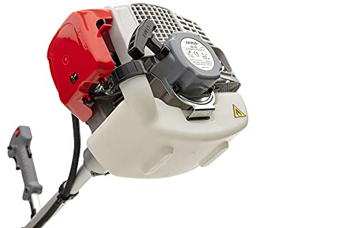 IKRA desbrozadora a Gasolina IBF 43 Incl. Bobina, Disco de 3 Puntas, Correa de Hombro Profesional y Escudo Protector