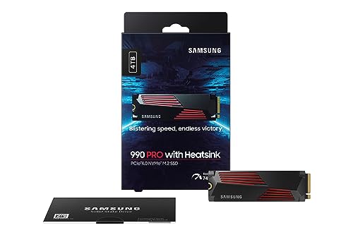 SAMSUNG 990 Pro con disipador de Calor SSD 4TB PCIe Gen.4 X4, NVMe 2.0, Disco Duro Interno M.2, Velocidad más rápida para Juegos, Control de Calor, Compatible con Playstation5 (MZ-V9P4T0CW)