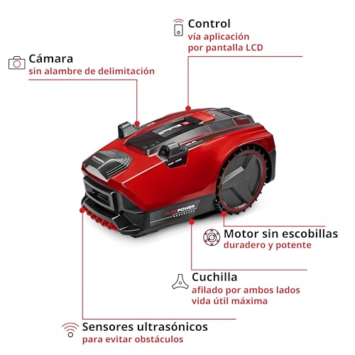 Einhell Robot cortacésped FREELEXO CAM PLUS 600 Power X-Change (18V, cámara en lugar de cable delimitador, para 600 m², WiFi, hasta un 25% de inclinación, incl. batería de 4,0 Ah Plus)