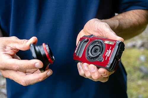 OM SYSTEM Cámara Tough TG-7, 12 MP, Resistente al Agua y a los Golpes, Modos de Disparo subacuático y Macro, vídeo 4K, Zoom Angular de 4X (sucesora de la Olympus TG-6), Rojo