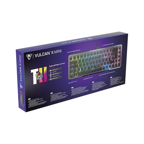 Turtle Beach Vulcan II Mini - Teclado óptico para Juegos 65% con iluminación RGB Personalizable, tecnología de duplicación de Botones, Placa de Aluminio - Negro