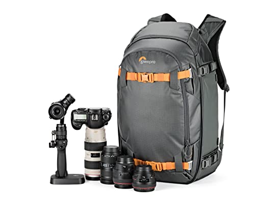 Lowepro Whistler 450 AW II, Mochila Fotográfica, Todo el Año, Tejido Reciclado, Todos los Clima, para Profesionales,Espacio para Portátil de 15", Almohadillas Insertables, Cámara Mirrorless/DSLR, Gris
