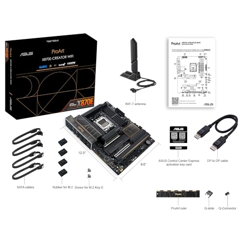 ASUS ProArt X870E-CREATOR WiFi -Placa Base AMD X870E ATX, PCIe 5.0 x16 Compatible con GPU de última generación, 16+2+2 etapas de Potencia, DDR5, Doble USB4, LAN de 10 GB y 2,5 GB, WiFi 7, 4X M.2