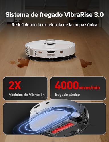 roborock S8 MaxV Ultra Robot Aspirador Base de Carga Todo en uno, FlexiArm Design, Aspiradora y friegasuelo 10.000 Pa, DuoRoller Riser, VibraRise 3.0, HyperForce, Reactive Al 2.0, Blanco