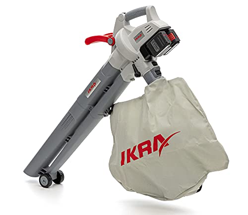 IKRA 3en1 Aspirador soplador triturador a batería ICBV 2/20, Incl. 2X batería y Doble Cargador rápido Gris