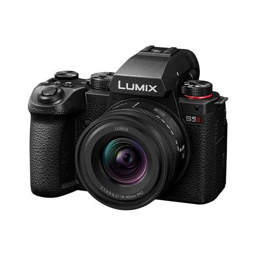 Panasonic DC-S5M2NE LUMIX DC-S5II, Cámara Sin Lente De Marco Completo, Sin Espejo,4K 60P y 6k 30P Grabación, Pantalla Movible,Phase Hybrid AF 779 Puntos, con Lumix S 18-40mm, Negro