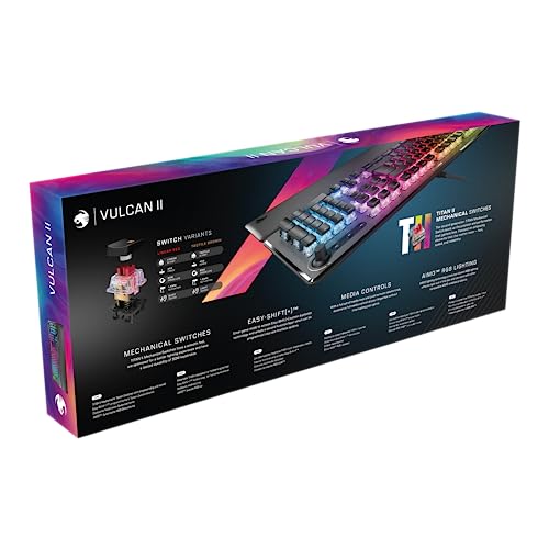 ROCCAT Vulcan II – Teclado mecánico para Juegos para PC, Teclas retroiluminadas RGB Personalizables, reposamuñecas extraíbles, Titan II Linear Switches, Negro