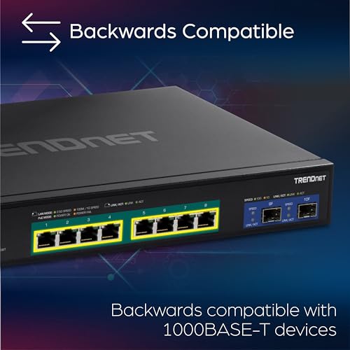 TRENDNET - ACCESSORIES Interruptor PoE+ Inteligente Web DE 10 Puertos 2.5G con Ranuras SFP+ de 10G