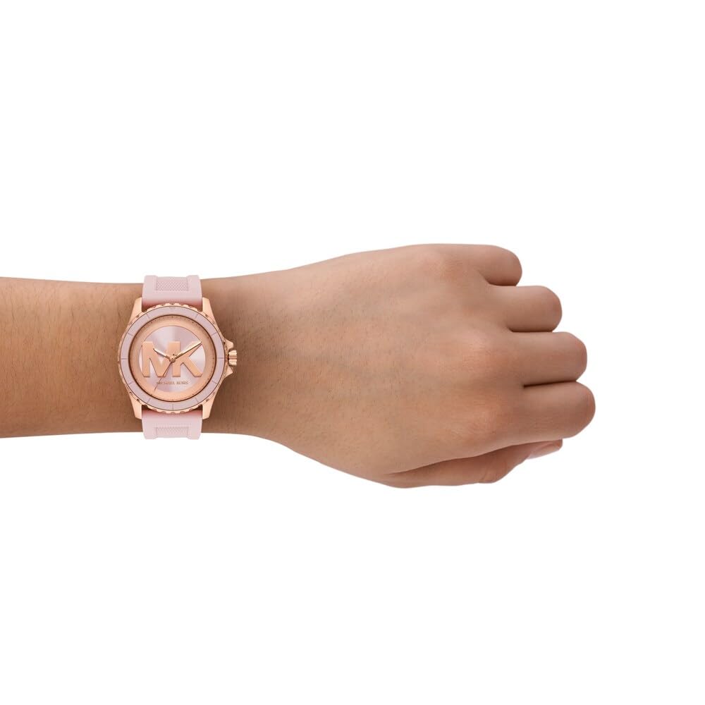 Michael Kors Reloj Everest para Mujer, Movimiento cronógrafo de Cuarzo con Correa de Acero Inoxidable o Silicona, 40 mm, Tono Oro Rosa