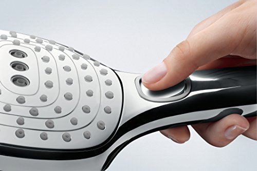hansgrohe Raindance Select E - sistema de ducha con termostato, ducha lluvia (300 x 190mm) con grifo, ducha de mano (3 tipos de chorro), flexo, barra, ducha fija rectangular, cromo, 27127000