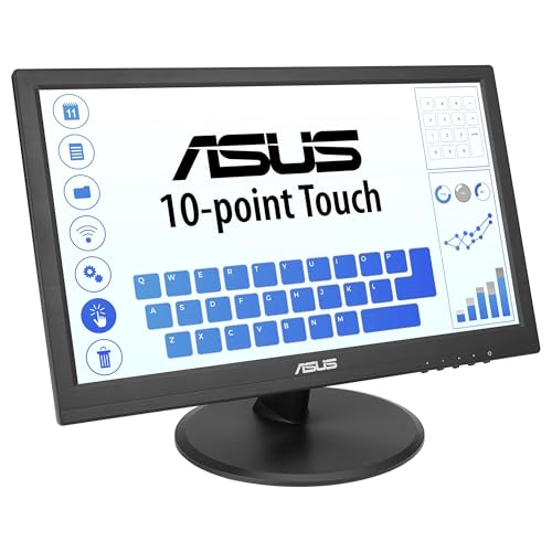 ASUS VT169HE Monitor táctil de 16" FHD (1920 x 1080), táctil de 10 Puntos, IPS, ángulo de visión Amplio, sin Marco, antiparpadeo, luz Azul Reducida, HDMI, Compatible con Windows 11