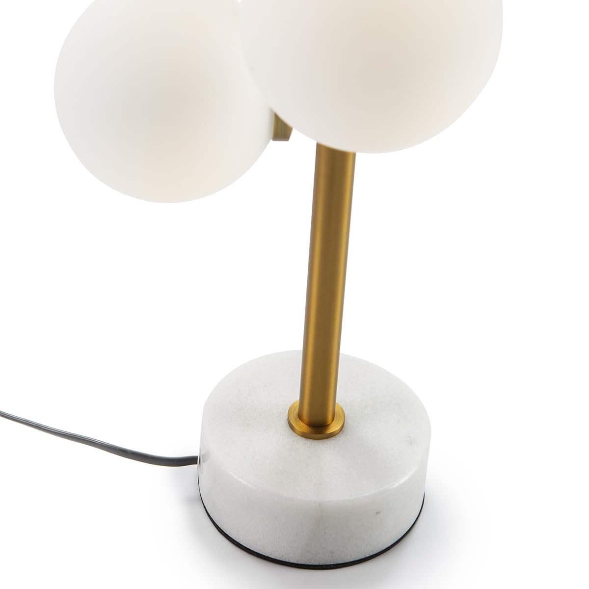 LAMPARA SOBREMESA 22X22X61 CRISTAL BLANCO/MARMOL BLANCO/METAL DORADO