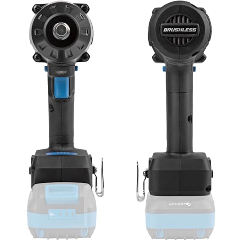 Högert Technik Atornillador de impacto inalámbrico de 18 V, 600 Nm, par de arranque de 900 Nm, motor sin escobillas, mango cuadrado de ½, iluminación LED, engranaje metálico + batería PROMO de 2,0 Ah