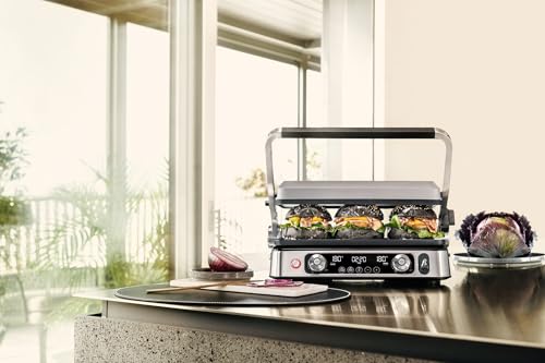Braun MultiGrill 9 Pro CG 9160, Plancha Eléctrica con 2 Termostatos Independientes, 3 Posiciones de Cocinado, Placas Lavables en Lavavajillas, Sonda Térmica Integrada, 2200 W, Negro/Acero Inoxidable
