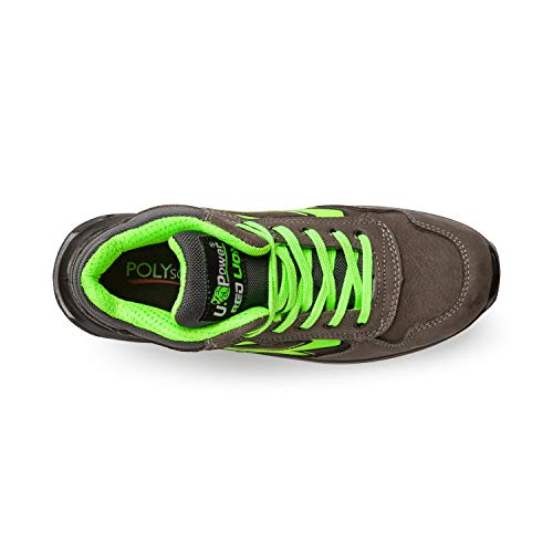 U-Power Red Lion Hummer, Safety Shoes,Zapatos de Seguridad, Altos, Ligeros y Flexibles, Antiperforación, Antipinchazos, con Inserto Infinergy, con Puntera de Aluminio - Grey & Green 42