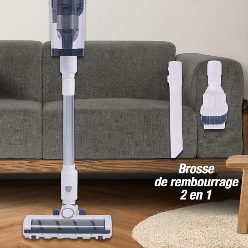 Techwood Aspiradora Escoba con estación de Carga y Limpieza TAB-7350, 2.5 Liters, White
