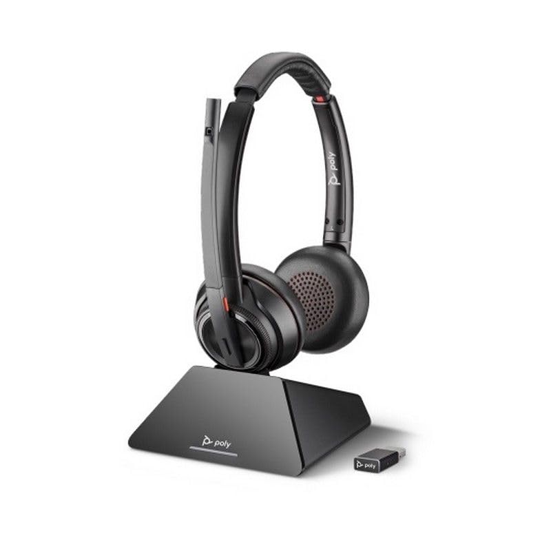 HP Inc. Poly Savi 8220 - Savi 8200 series - Headset - On-Ear - DECT / Bluetooth - kabellos - Adapter USB-A via Bluetooth - Schwarz - Zoom Certified, UC-zertifiziert (8D3F2AA)