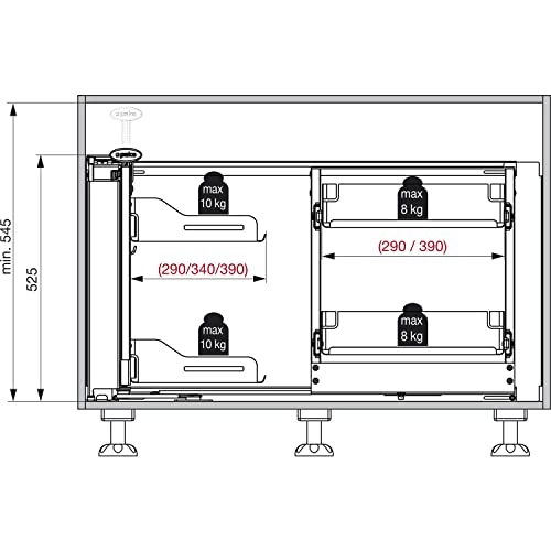 PEKA 300.0580.43 Libell Magic Corner Comfort, dirección Derecha Softstop KB 900 mm, Acero Antracita, Plata