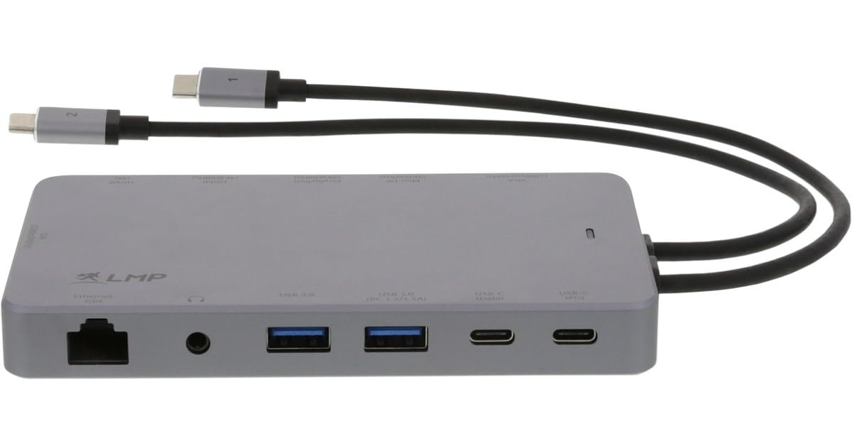 LMP USB-C Display Dock 2 - Dock USB-C Dual-Link a 12 Puertos