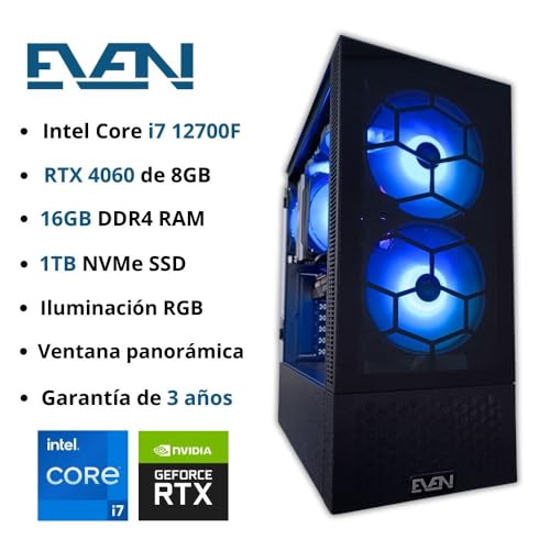 EVEN - PC Gaming Expert 4000| Intel Core i7 12700F| RTX 4060| 16GB RAM| 1TB NVME SSD| Sin Sistema Operativo