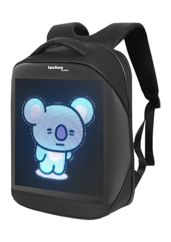 Technoline Mochila LED, mochila para ordenador portátil, mochila publicitaria, personalización, fuente, animación, imágenes, transferencia de datos a través de Bluethooth, control a través de la