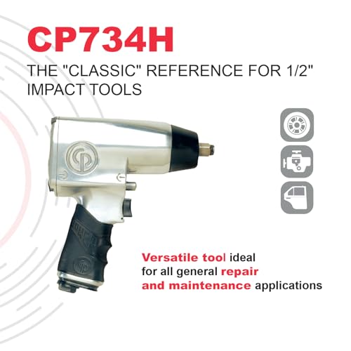 Chicago Pneumatic CP734H - Atornillador de impacto con aire comprimido (1/2 pulgada, 576 Nm máx.)