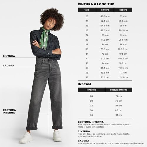 G-Star para Mujer Jeans Deck 2.0 High Loose, Gris (Faded Ripped Aerosol D23591-D490-G669), 32W / 34L