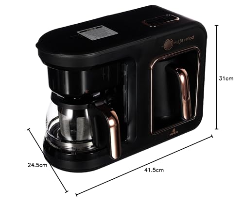 KARACA Hatır Plus - Cafetera turca y de filtro 2 en 1, capacidad de 0,75 l, 5 tazas de café turco, filtro de acero inoxidable, incluye cuchara medidora