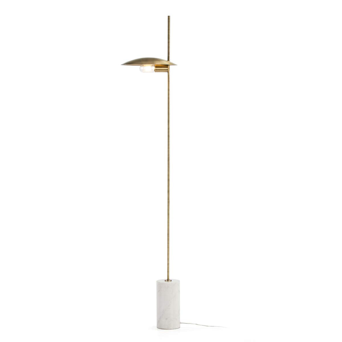 LAMPARA DE PIE 30X12X167 MARMOL BLANCO/METAL DORADO