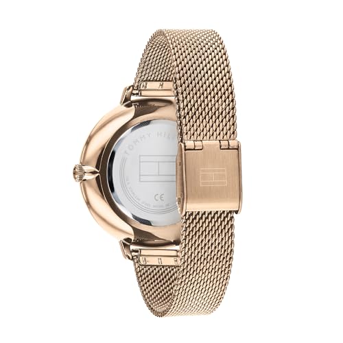 Tommy Hilfiger Reloj Analógico de Cuarzo para Mujer con Correa de Malla de Acero Inoxidable de Oro Rosa - 1782158