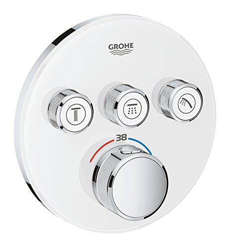 Grohe 29904LS0 Grohtherm Smartcontrol Termostato con cristal blanco, 3 Chorros Regulables, Moon White, Redondo