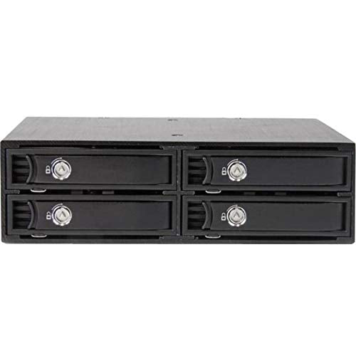 StarTech.com Backplane Rack Móvil de 4 Bahías para Unidades de Disco SATA/SAS de 2,5 Pulgadas - Intercambio en Caliente de SSDs o HDDs de 5 a 15mm - Compatible con SAS II y SATA III (SATSASBP425)