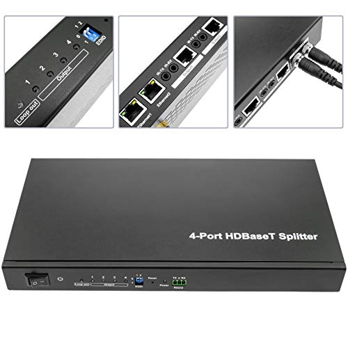 BeMatik - Extensor HDMI UltraHD 4K 2K FullHD 1080p Cat.5e Cat.6 HDBaseT HDBT 100m - Transmisor 4 Puertos (HB046)
