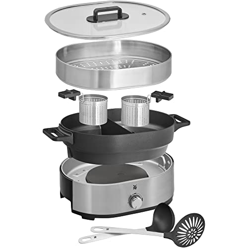 WMF Lono Hot Pot & Steamer, olla eléctrica versátil 1750 W, Negro, Acabados de Acero Inoxidable de Cromargan