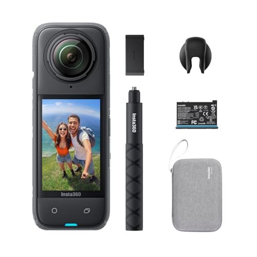 Insta360 X4 Paquete de Resistencia - Cámara de acción Impermeable 8K 360, Vídeo 4K Gran Angular, Efecto Selfie Stick Invisible, Protectores de Lente Extraíbles, 135 Min Batería, No Tarjeta MicroSD