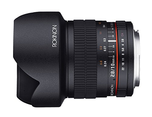 Rokinon Lente Ultra Gran Angular F2.8 ED AS NCS CS de 10 mm para cámaras Digitales Fuji X Mount (10M-FX), Color Negro