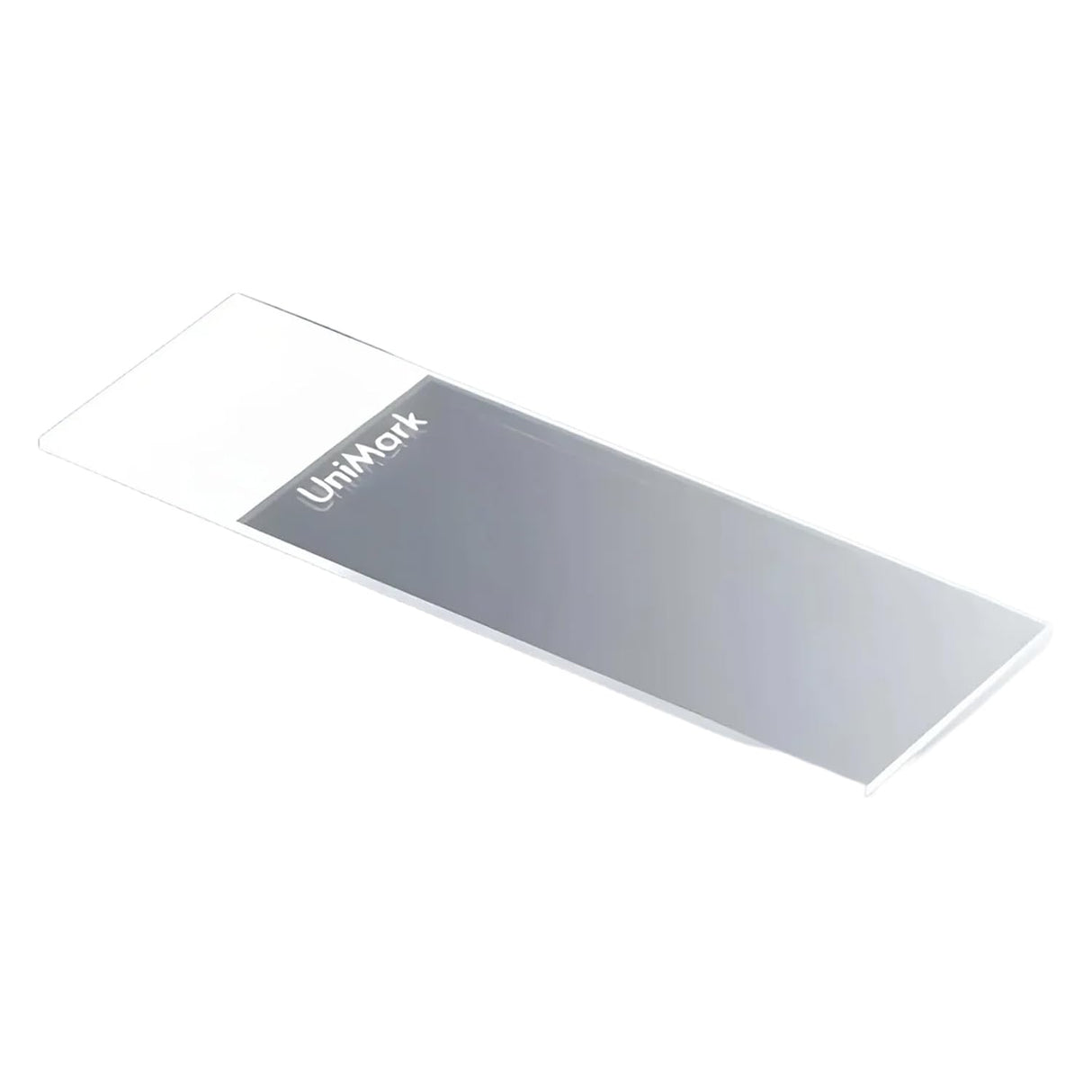 Marienfeld UniMark - Portaobjetos para microscopio (vidrio sodocálcico, bordes pulidos 90°, 4 esquinas, biselado a 45°, bolsa de aluminio, color blanco, 76 mm de profundidad, 26 mm de ancho, 1 mm de
