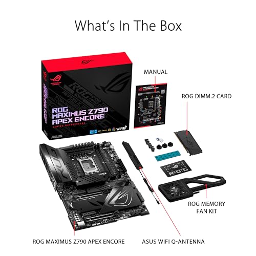 ASUS ROG Maximus Z790 Apex Encore Intel Z790 Placa Base (LGA 1700 ATX, 24+0+2 etapas de Potencia, DDR5, Kit de Ventilador de Memoria ROG, Ranura M.2 PCIe 5.0 integrada, Intel Wi-Fi 7)