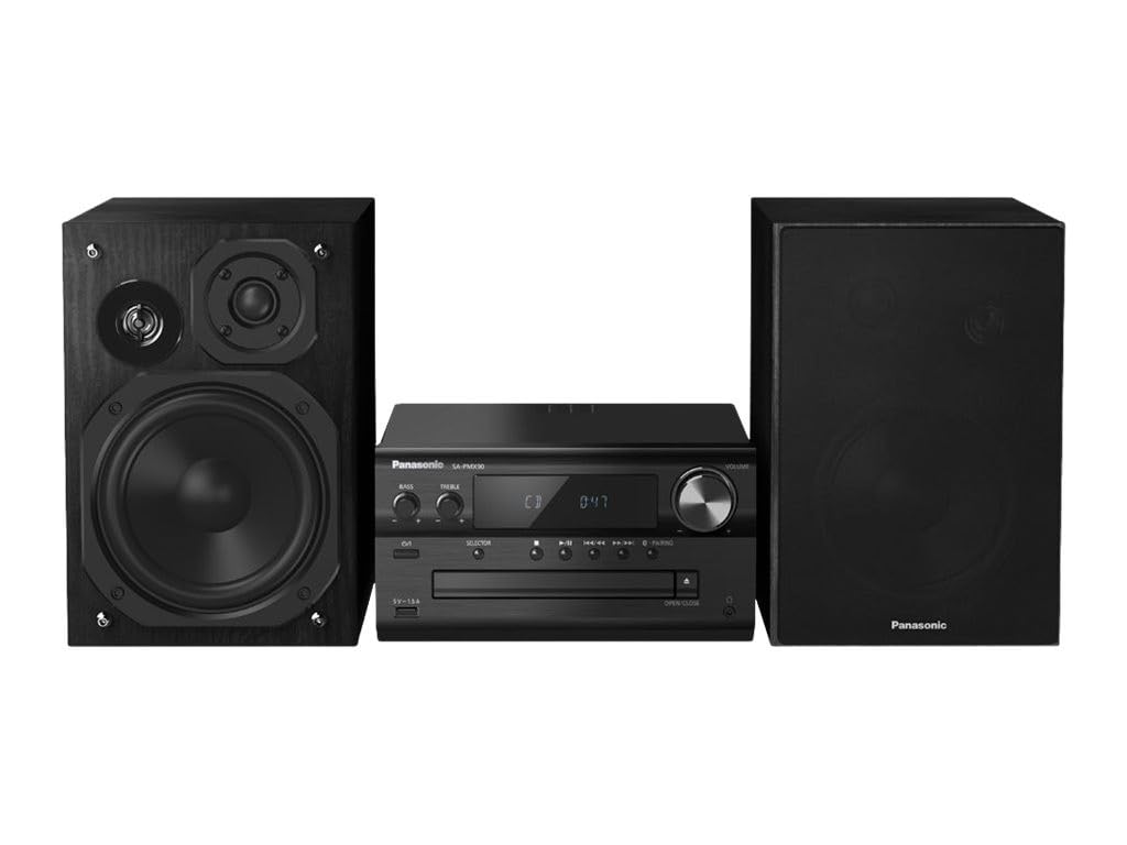 Panasonic SC-PMX90 -Microcadena Con Altavoces de Bambú- (Hi- Fi, Sonido Hogar, 14 cm Woofer, 1.9 cm Silk Dome Tweeter, 1.5 cm Piezo Twitter, Bluetooth, USB Dual, Radio FM, AUX 3.5 mm)- Negro