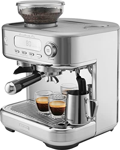 SENCOR Machine Expresso, Espumador de leche, Trituradora de café de grano, Pantalla LCD, Café expreso, Cappuccino, Expresso con Trituradora Barista Express, Excellence Plus, Depósito de agua y café de