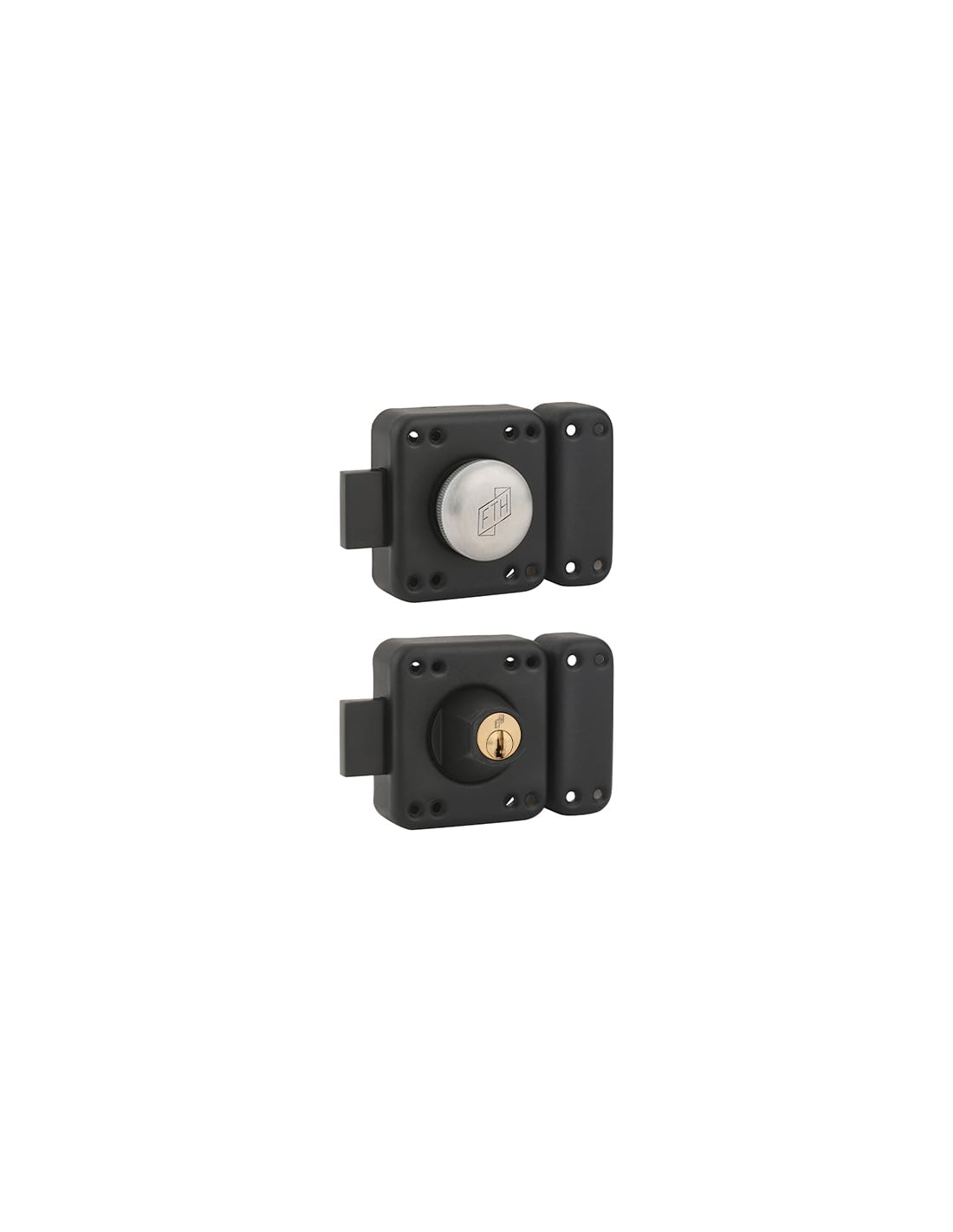 FTH - Cerradura de puerta FTH R85 doble entrada, cilindro de 45 mm, maletero y cerrojo mate, 3 llaves dentadas