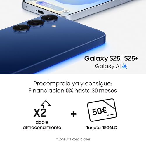 Samsung Galaxy S25 512GB Teléfono Móvil con IA, Galaxy AI, 12GB RAM, Cámara 50MP, Dual SIM, IP68, Garantía del Fabricante 3 Años + 1 Año Extra, Color Azul (Versión Española)