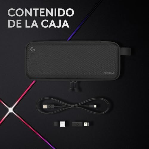 Logitech G Pro X 60 Lightspeed, Teclado inalámbrico para Gaming, 60% TKL mecánico Ultra Compacto, RGB LIGHTSYNC, Teclas de PBT de Doble Moldeado, interruptores táctiles, Windows PC, QWERTY ES - Negro