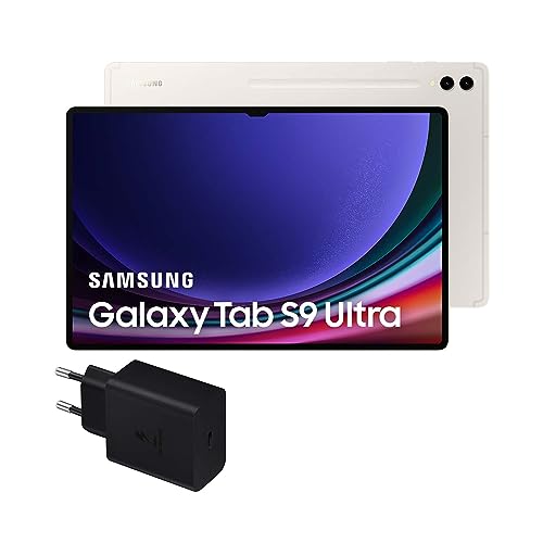 Samsung Galaxy Tab S9 Ultra, 1 TB, WiFi + Cargador 45W - Tablet Android con IA, Ranura MicroSD, S Pen Incluido, Beige (Versión Española)