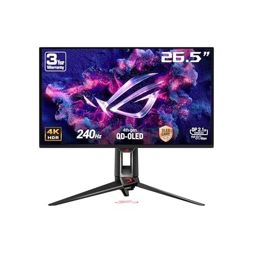 ASUS ROG Swift OLED PG27UCDM - Monitor Gaming de 27" 4K QD-OLED, 240Hz, 0.03ms, Anti-Flicker 2.0, disipador de Calor, Care Pro, Neo Proximity Sensor, DisplayWidget Center, DisplayPort 2.1a