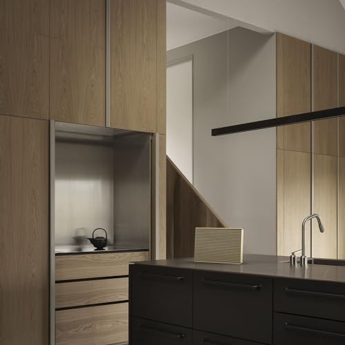 Bang & Olufsen Beosound Level Altavoz Inalámbrico Bluetooth Portátil y WiFi, El Primer Altavoz Certificado de Diseño Regenerativo Cradle to Cradle, IP54, Hasta 16 Horas de Batería Gold Tone/Wood