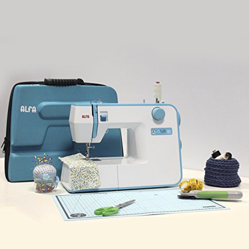 ALFA - Máquina de Coser, Style 30, Azul Cielo, 19 Puntadas, 30 x 19 x 41 Cm, Accesorios Incluidos