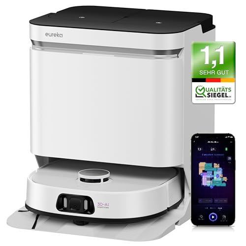 EUREKA J15 Pro Ultra - Robot Aspirador y fregado + estación Todo en uno (autolimpieza, 16200 Pa, navegación LDS, detección de obstáculos, antienredos, Ideal contra pelos de Animales, Control por