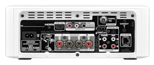 Denon RCD-N12DAB Sistema compacto, amplificador HiFi, reproductor de CD, radio por Internet, transmisión de música, HEOS Multiroom, Bluetooth y WiFi, AirPlay 2, compatible con Alexa, 2 entradas